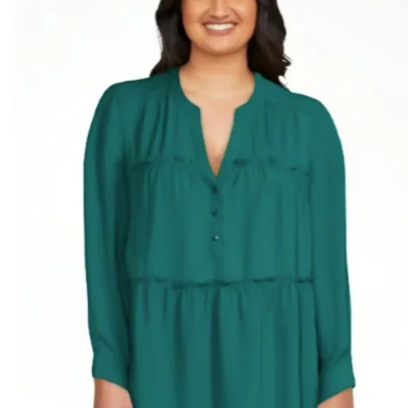 NWT Pioneer Woman Micro Ruffle Tiered Tunic, sz: L - Picture 3 of 4